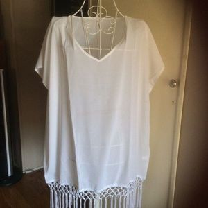 MG Collection Swim - MG Collection Sheer Chiffon Fringed Beach Coverup MG Collection Swim - MG Collection Sheer Chiffon Fringed Beach Coverup